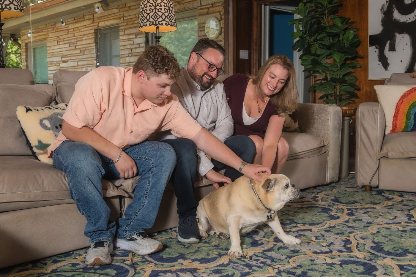 Chris Scotti at home with Jennifer, Thomas, and their dog